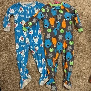 Carter's Monster Print Footies - Blue and Gray